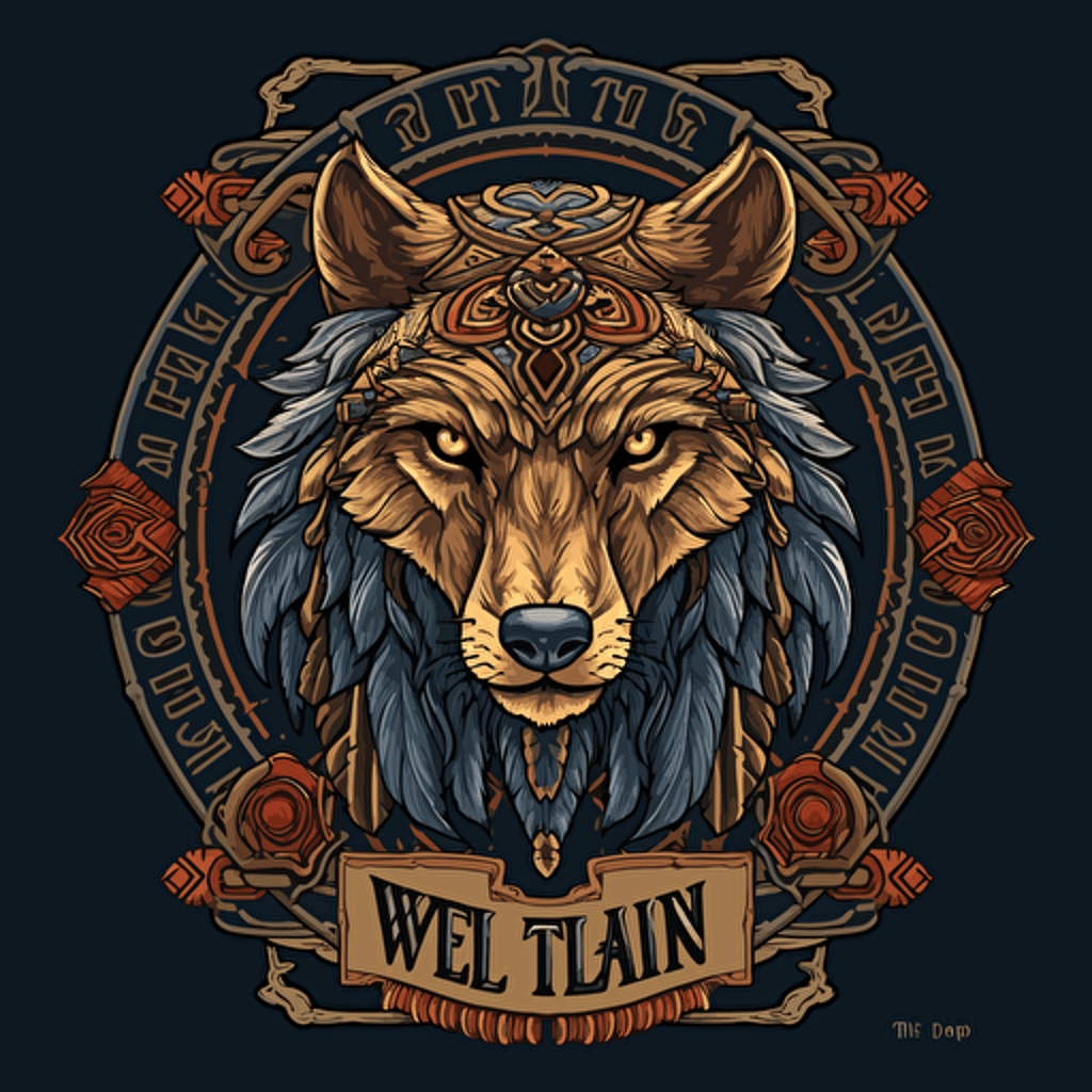 the clan of the wolf logo art concept vectorized, hight detailed, indian decor