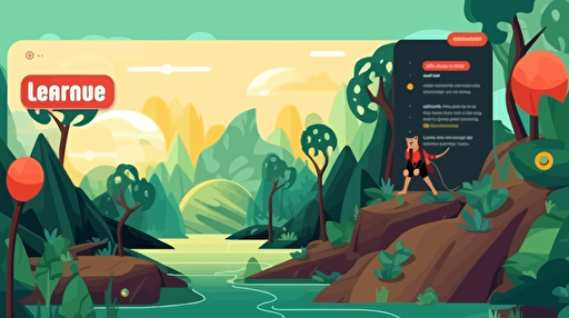 mockup a menu for an eLearning course that has the learner exploring a new jungle planet, flat vector illustration