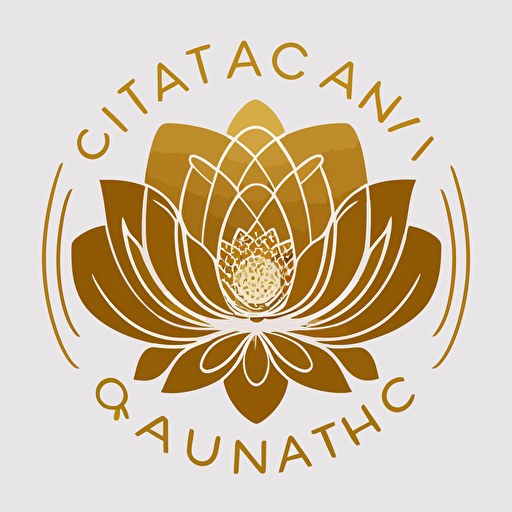 quantic therapist vector logo white bg gold color with lotus