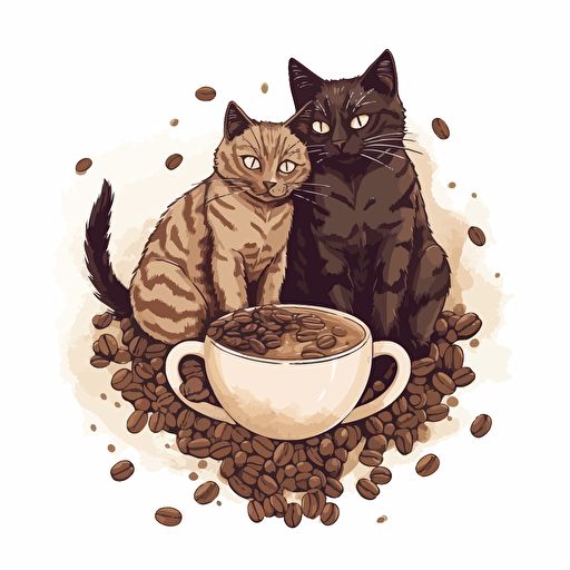 a clever design combining coffee beans and cat illustrations, promoting the idea of a perfect blend of two beloved things