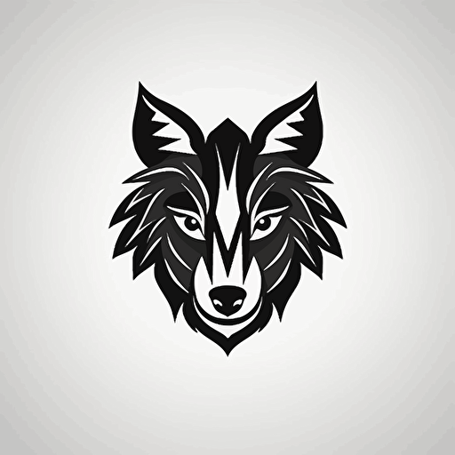 Vector single animal HEAD logo design, flat design, black color, white background