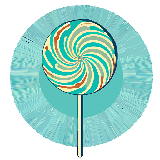simple design vector drawing of a lollipop where the stick clicks indie the candy, show them sepereated and the pop above the stick. high detail pricture on the stick to see the clicking mechenism that coroloated with the cnady