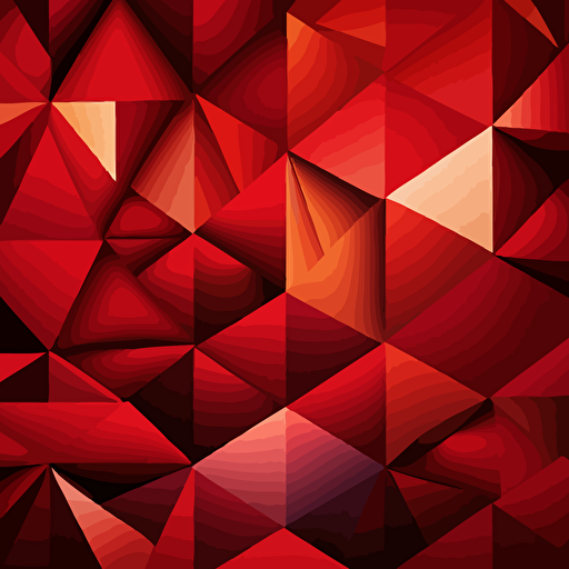 geometric vector abstract pattern, dark red to red hues, triangles, tartan, blended, render