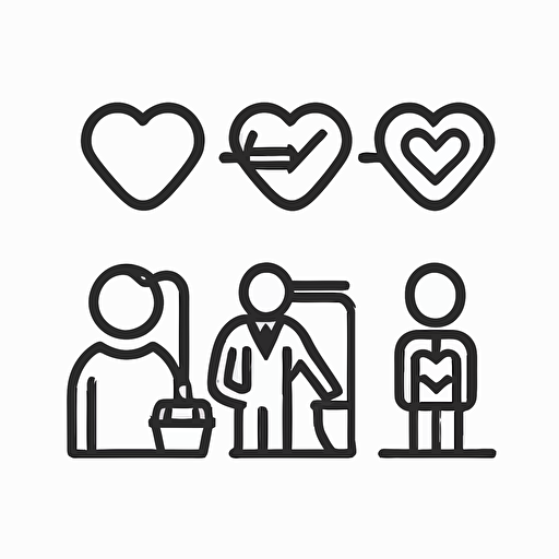 simple pictogram representing customer loyalty with a heart, line, vector