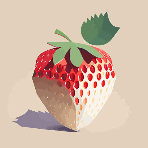 a drawing of a strawberry placed on a white background, in the style of impressionist colorism, light red and dark beige, flickr, organic textures, james gilleard, simplistic vector art, high detail