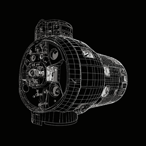 soyuz module 2d vector, on black background