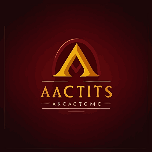 logo design, letter "AICS", simplistic, vector, flat 2d, dark red and dark yellow, company logo