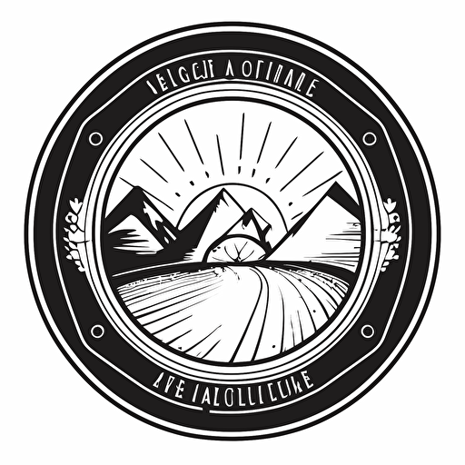 circle logo vector black and white linework for youth program centered around video production and filmmaking, allude to community and movie production