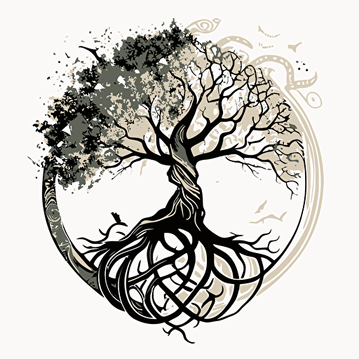 symbol of unity morphed with the tree of life, vector image, transparent background.