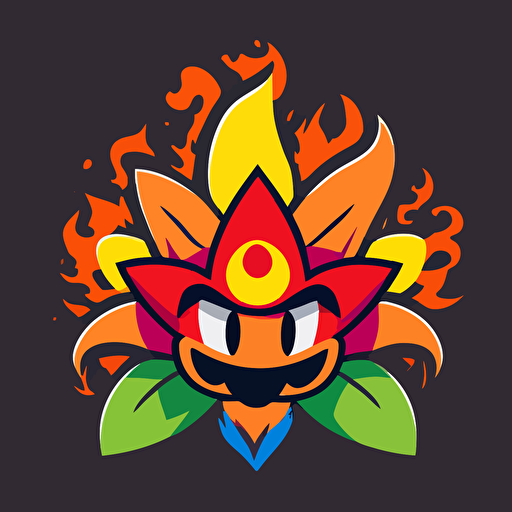 super mario vector logo hippie fire flower, vector art, simple, cartoon, 2d