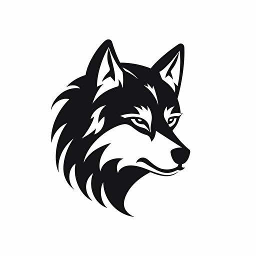 simple wolf, black and white design, vector isolated on white
