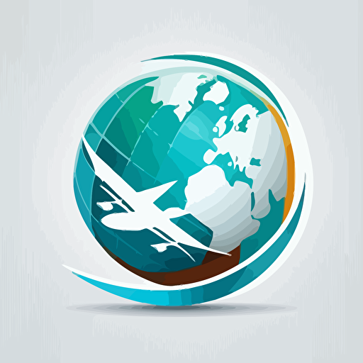 globe with airline flat vector logo