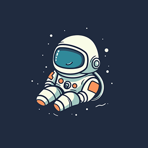 Cute Astronaut floating in space, comic vector illustration style, flat design, minimalist logo, minimalist icon, flat icon, adobe illustrator, cute, Simple