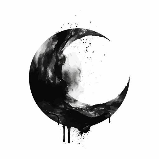 iconic clean pictorial of crescent moon with overlayed text "NOX", black vector, white background