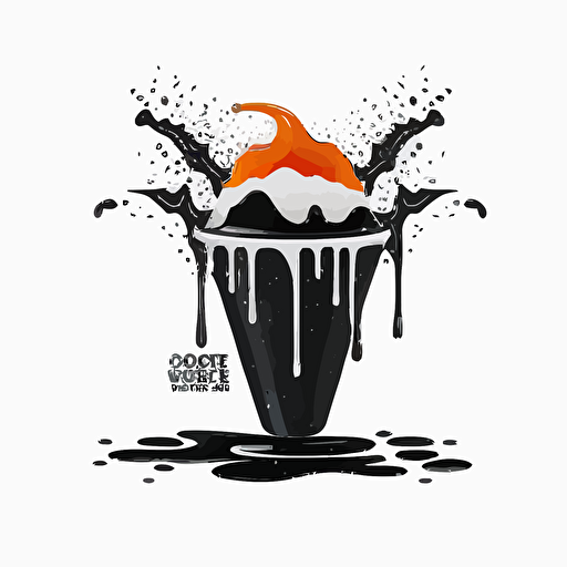 modern fun logo of ice melting and juice snow-cone in a cup black vector white background