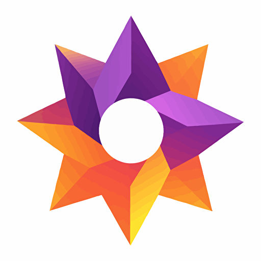 a abstract purple orange vector gradient 5 point roundel thick star on white