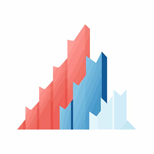 stacked line chart. logo, blue and red, white background, paperwhite, vector