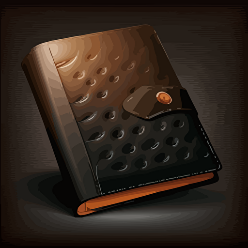 illustration of leather business portfolio. vector, moody, contrasting shadows.