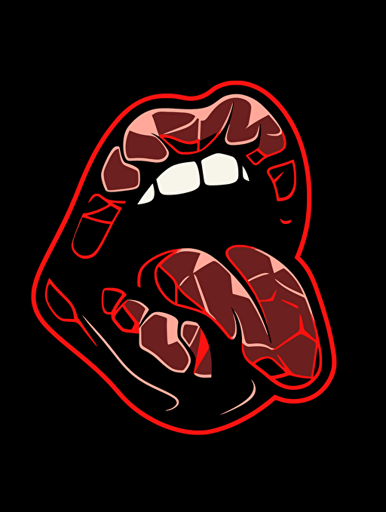 rolling stones tongue logo stock vector, in the style of black background, uhd image, light beige and red, trashcore, crisp neo-pop illustrations, milleniwave, duckcore