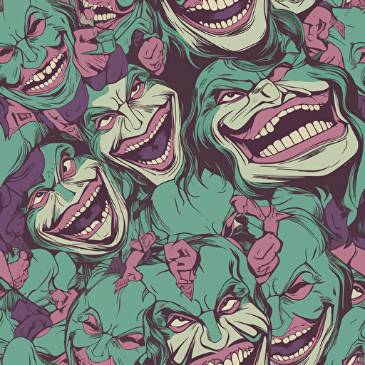 the joker laughing; vector seamless background, green and pink