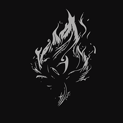 Black & White Vector Art, simple flame, logo, pfp
