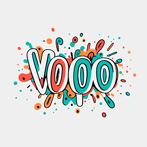 Logo text "woohoo", doodles style, vector, vivid color, only 3 colors, minimal, in white background, GenZ taste,