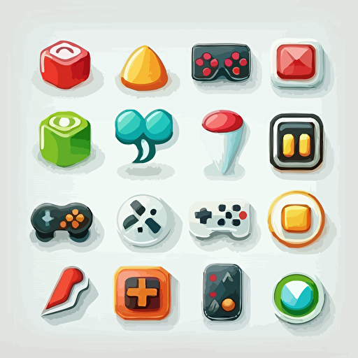 game ui buttons, vector, white background