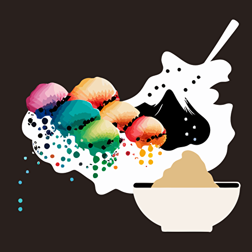 colorful vector art, chinese dumplings, boba pearls, background is a silhouette of taipei 01 with galaxy, galaxy vector art