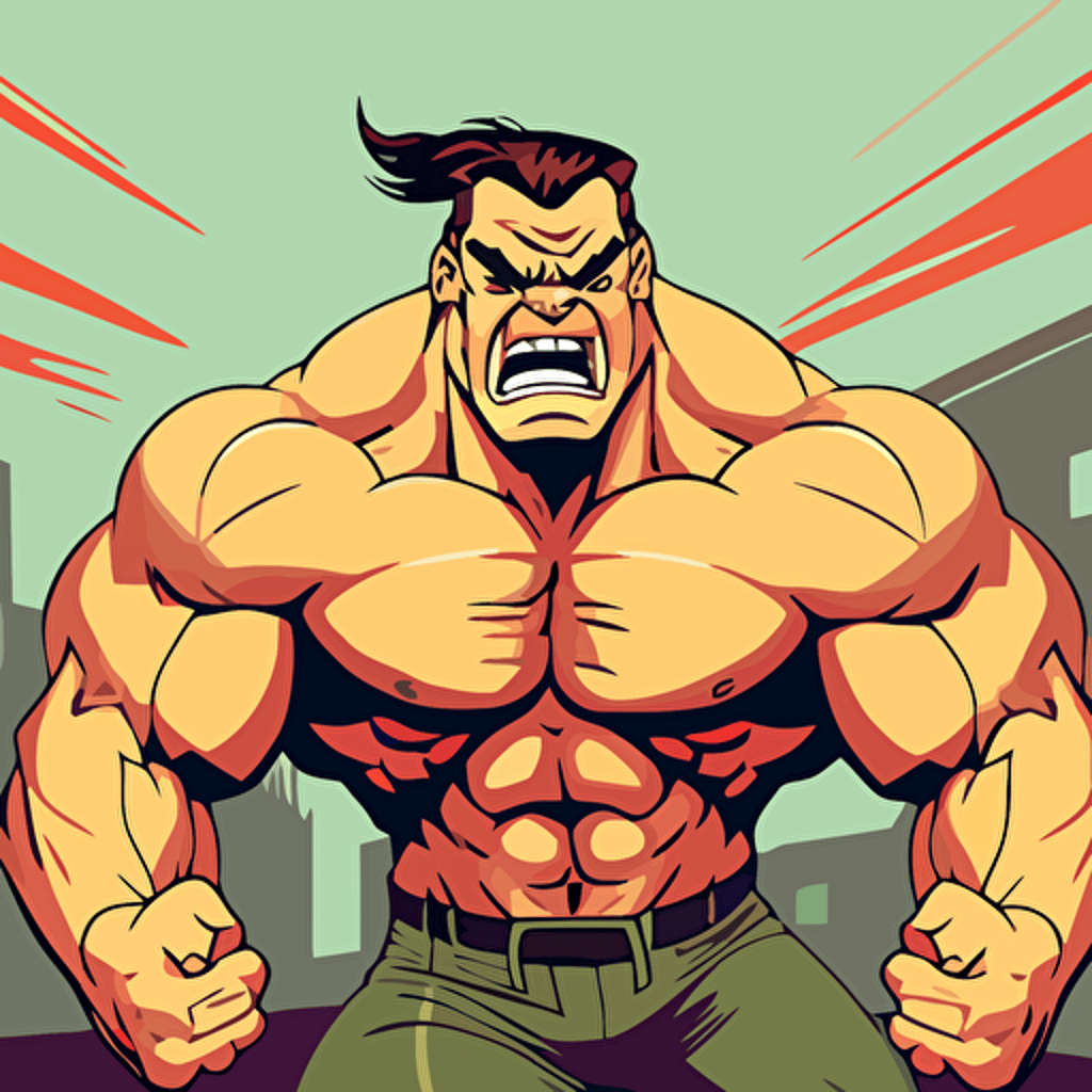 muscle man ,vector style,angry