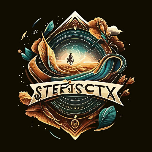 a seeker's journey, logo, sci-fy, vector