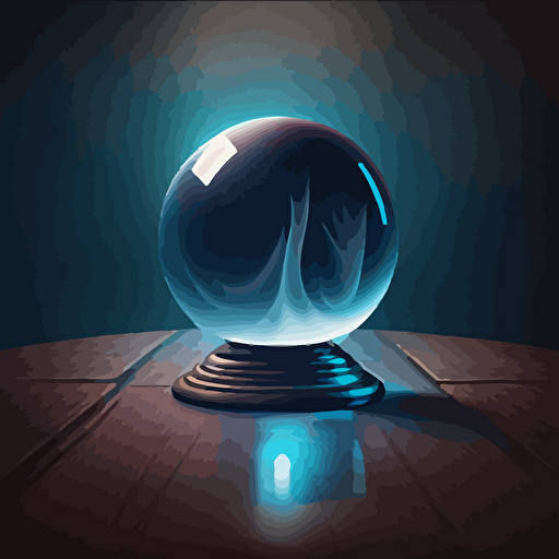 an illustrated scene of a magic ball on a table surface. vector, moody
