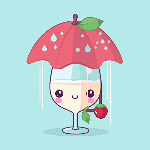 Kawaii umberella drink ddecorator, flat, 2D, vector, 16 colors, white background, in anime chibi style