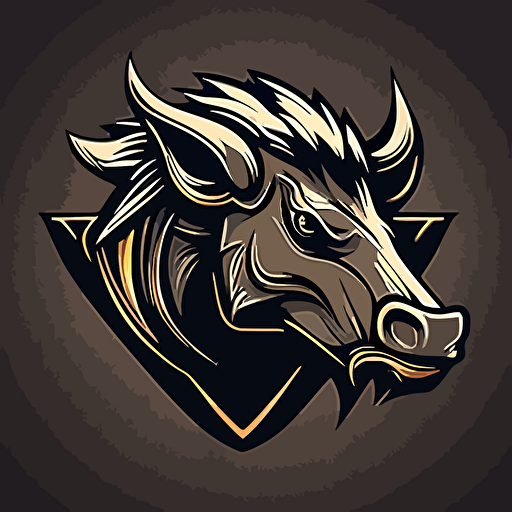 warthog, headshot, vector logo, vector art, emblem, simple, cartoon, 2d