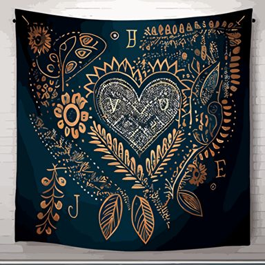 tapestry with patterns and motifs that showcase your love for bohemian style, vector style