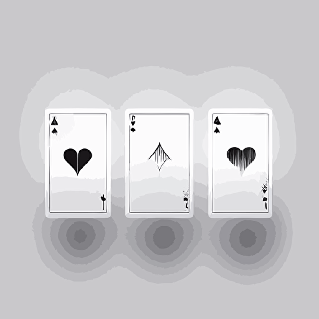 minimal line Logo of 3 PlayingCards , minimalistic, Vector, Simple, transparent, black and white, sketchy, cartoony, shadows, no details, futuristic