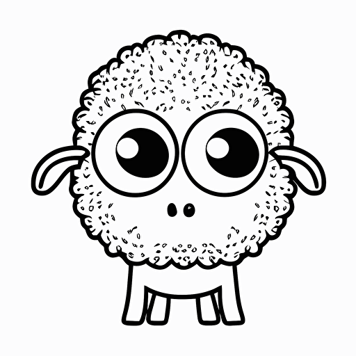 cute dunky in farm, big cute eyes, pixar style, simple outline and shapes, coloring page black and white comic book flat vector, white background