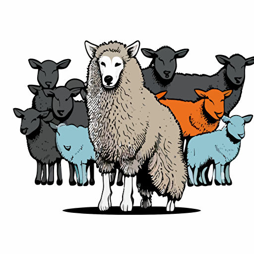 wolves are in sheep's wool , vector, illustration, full color, hd, cartoon, contour, white background