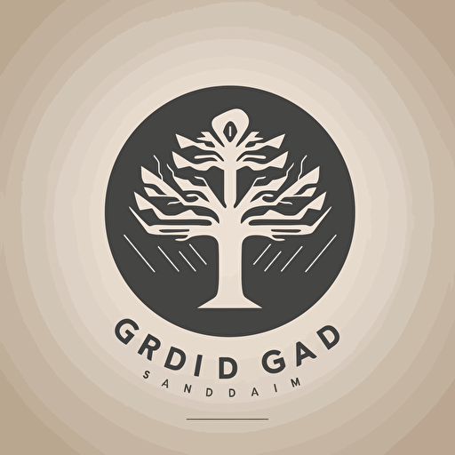 Iggdrasil digital stylized vector logo for university, streamlined design, monochromatic, vector illustration