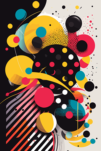 vector art style with Ben day dots and geometric forms