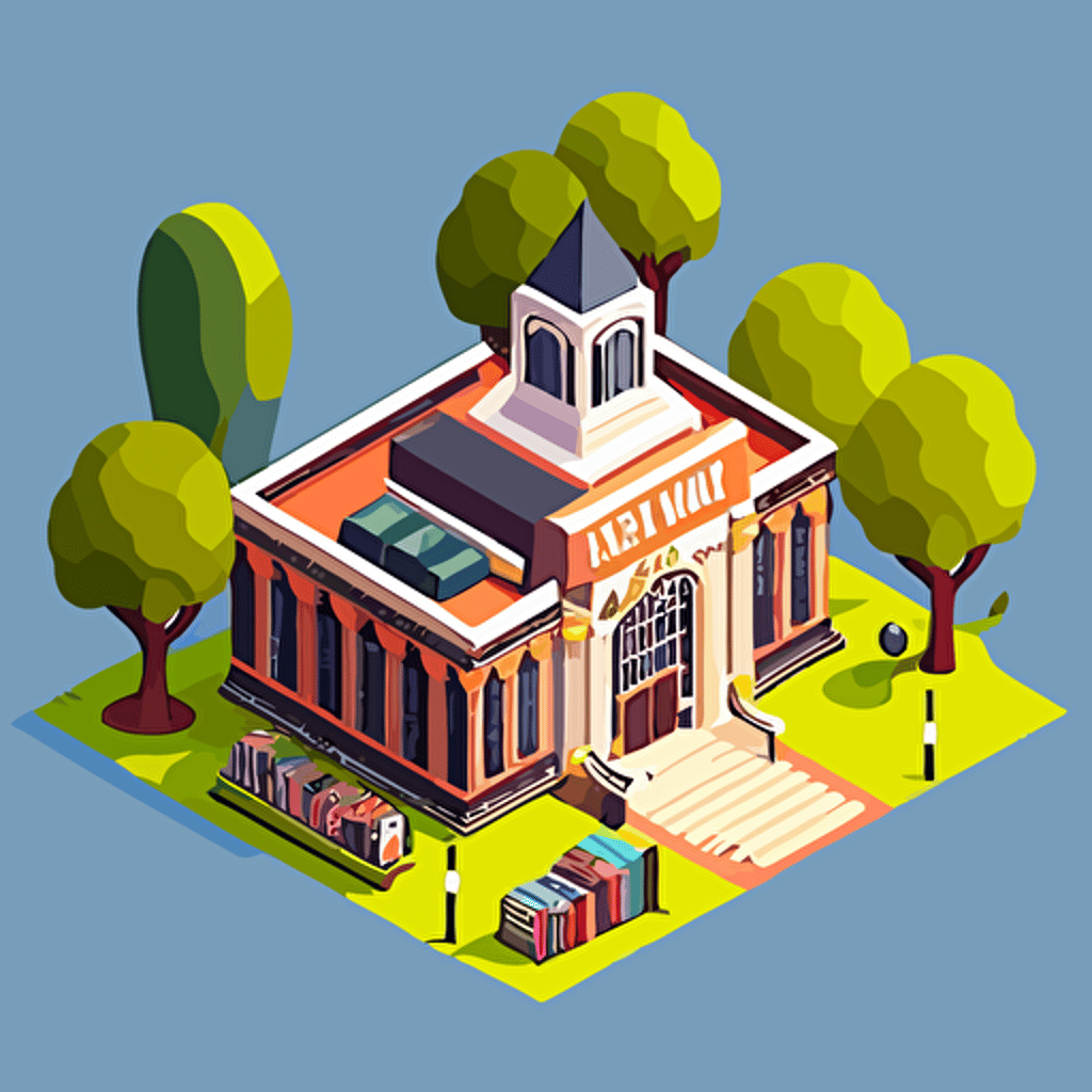 school library cartoon vector