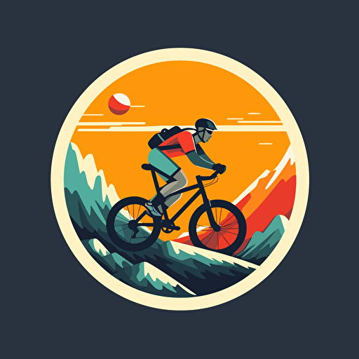 a mountain bike mixed with a racing bike vector flat logo