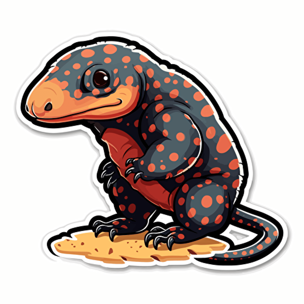 Simple Gila monster sticker. Vector. Line