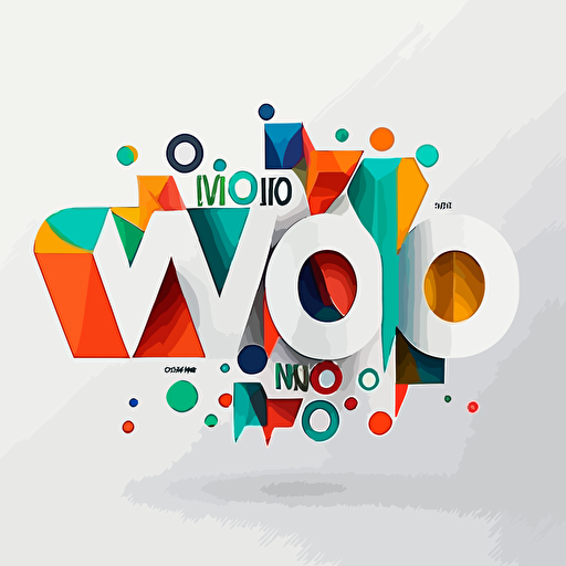 Logo text "woohoo", geometric, vector, vivid color, minimal, in white background, GenZ taste, by Rob Janoff