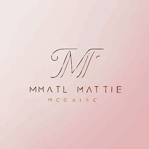Beautiful logo for a law firm called "MF" with capital letters cursive, very feminine logo, simple clean logo, white background, single-line balance logo, vector logo, pink gold color