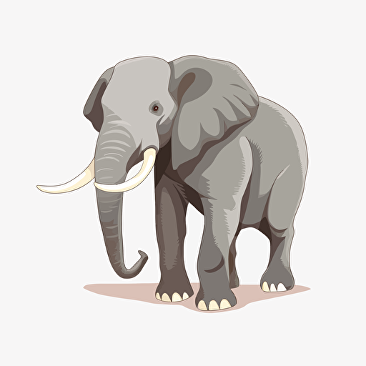 elephant, detailed, cartoon style, 2d clipart vector, creative and imaginative, hd, white background