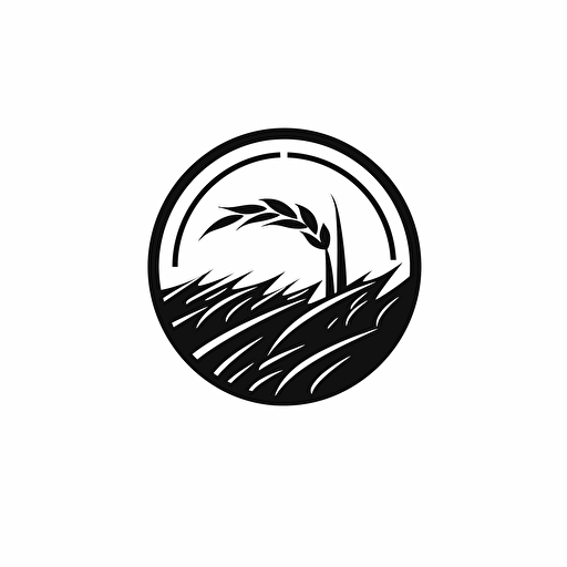 minimal, simplistic brush stroke black and white logo of a farm, simple, artistic, sophisticated brand, elegant, luxury, vector