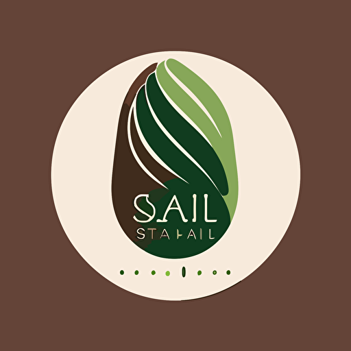 produce a lubalin-style minimalistic vector logo for organic nails salon spa showing hand with nail polish, in green and brown shades, abstract and simplicity