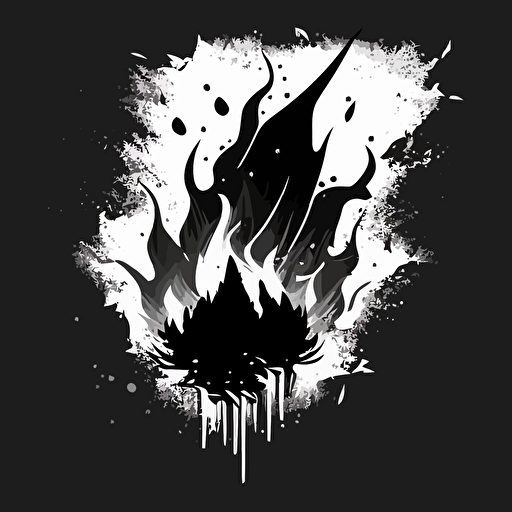 flat logo of falling ice on fire, black and white vector style