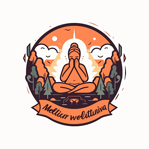motivational and meditating logo, flat vector,