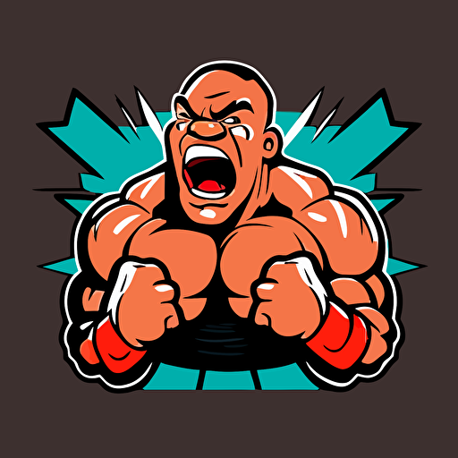 create a funny Mike Tyson cartoon logo, vector, 4 colors